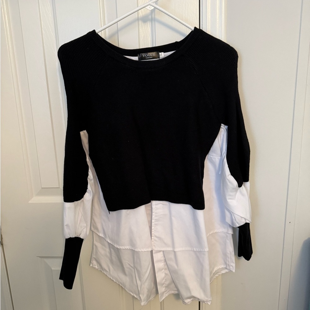 Black and White Layered Sweater Top